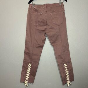 Cristina Mauve Pink Lace-Up Ankle Skinny Jeans Size 8 Trendy Statement Pants